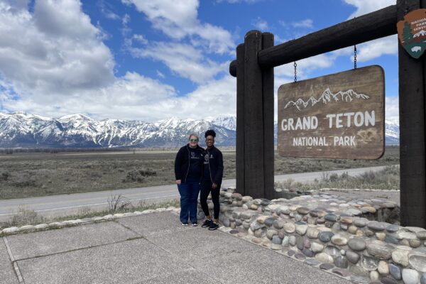 Director and Program Manager of National Training Center on Crimes Against Women (NTC) and Institute for Coordinated Community Response (ICCR), Lacy Hensley and Myia Pridgen stop at Grand Teton National Park on their way home from cohort site, Rexburg, Idaho.