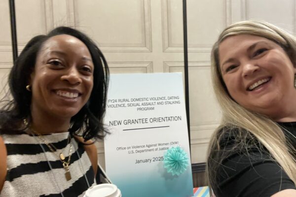 Director and Program Manager of National Training Center on Crimes Against Women (NTC) and Institute for Coordinated Community Response (ICCR), Lacy Hensley and Myia Pridgen, attend new grantee orientation in Reno, Nevada.